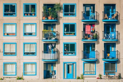 green apartment buildings